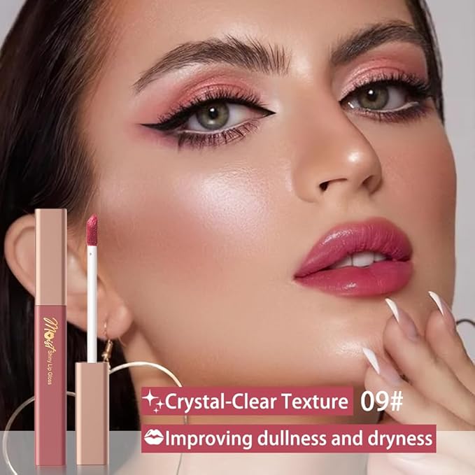 12 Colors Lip Gloss Set, High-Shine Waterproof Collection, Long Lasting Moisturizing Formula with Mirror Finish, Adult (9#, 1 Count (Pack of 1))