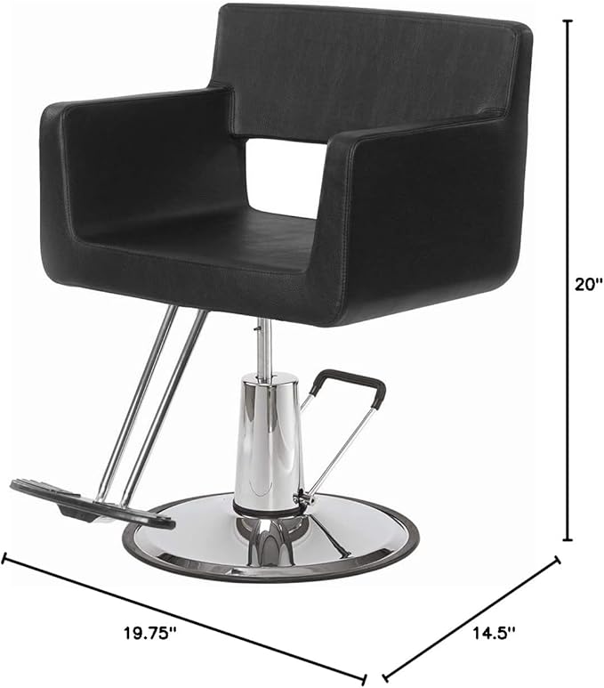Buy-Rite Rosa Styling Chair for Professional Salons & Barbers - Black Crocodile Vinyl, 23" Chrome Base, Hydraulic Pump, Seamless Design, T-Bar Footrest, Wide Seat with Low-Cut Back, YLG-ROSASTYL-BLK