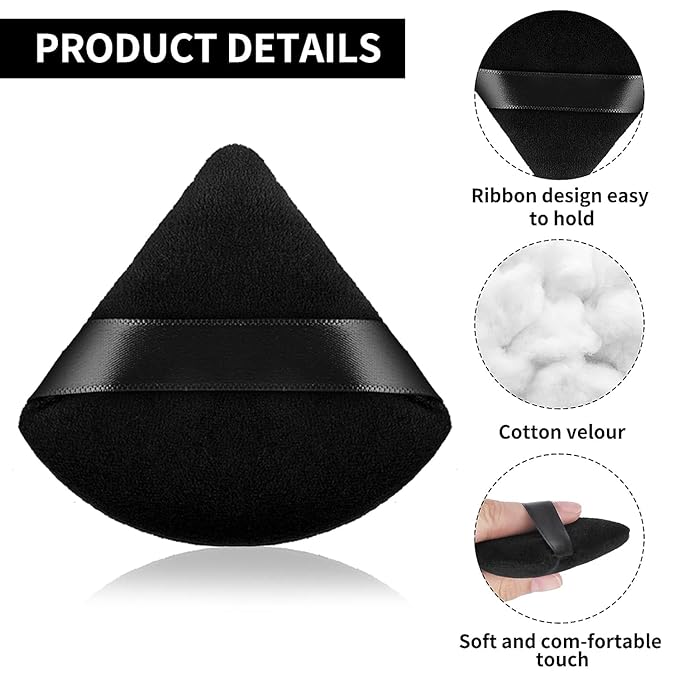 2 Pieces Powder Puffs, Softer and More Skin-Friendly Velour Triangle Makeup Puff, Repeatable for Applying Loose or Pressed Powders Beauty Makeup Tools 10272