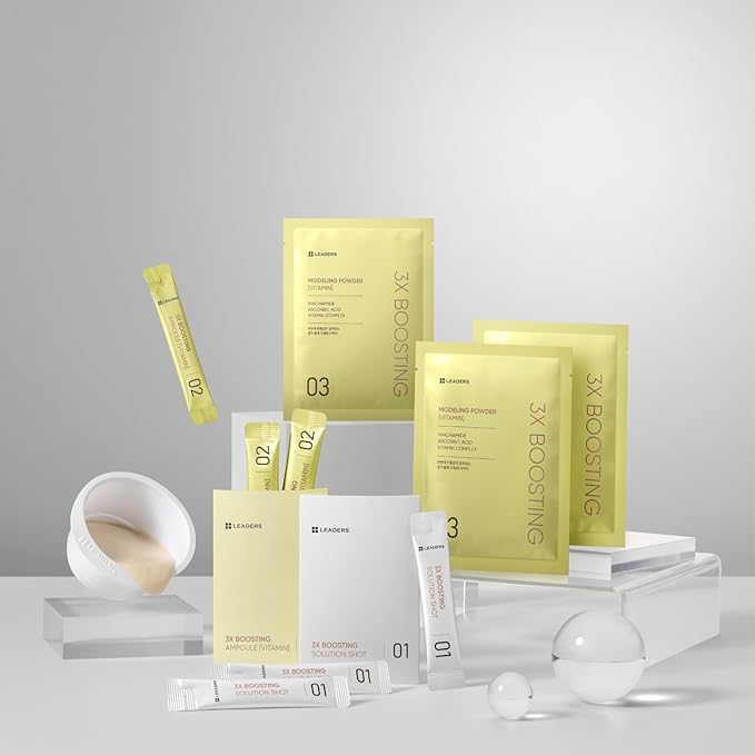 LEADERS 3X Boosting Modeling Mask | 3-Step Korean Skincare with Vitamin Set of 3 | For Dull, Tired Skin | Helps Restore Radiance, Vitality Glow | Revitalize Healthy Skin - 3 Pack (Vitamin)