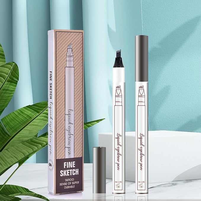 Eyebrow Ink Pencil by Brow Stylist -Micro 4 Point Brow Pen Lift & Snatch Eyebrow Pen Kits with 3 Eyebrow Stencil Long-Lasting Waterproof Natural Eyebrow Hair (1Pc 03# dark grey)