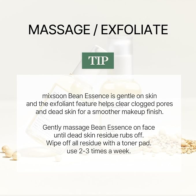 mixsoon Bean Essence - Exfoliating, Hydrating, Fermented Bean Extract, Hyaluronic Acid, Gentle Formula for Smooth Skin 20ml / 0.68 fl.oz. Korean Glass Skin Care