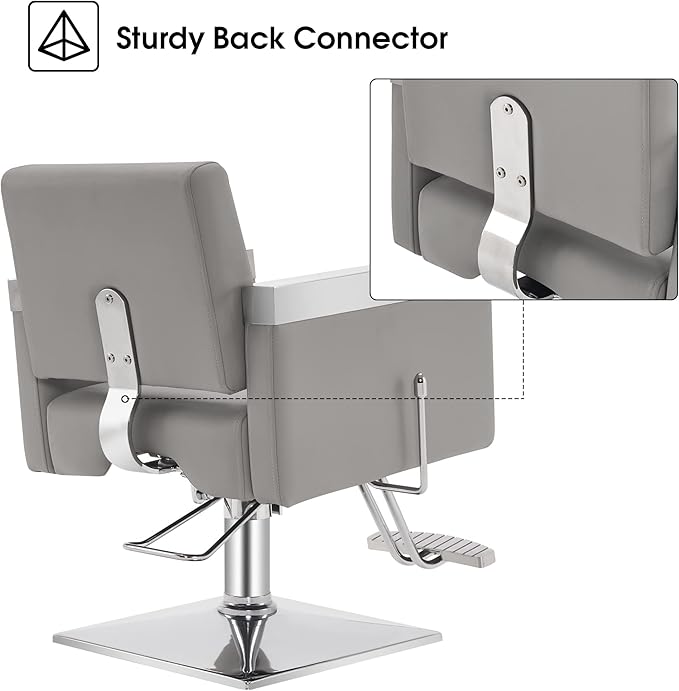 BarberPub Classic Recline Hydraulic Barber Chair Salon Spa Chair Hair Styling Beauty Equipment 3021 (Grey)