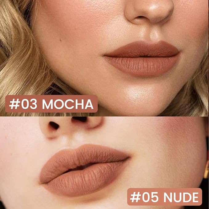 Kaely 2Pcs Mocha Nude Longwear Liquid Lip Liner Waterproof, 24 Hour Long Lasting Lip Liner Stain Marker Pen, 2-in-1 Matte Semi Permanent Lipliner & Lipstick, Vegan & Cruelty-Free, 03+05