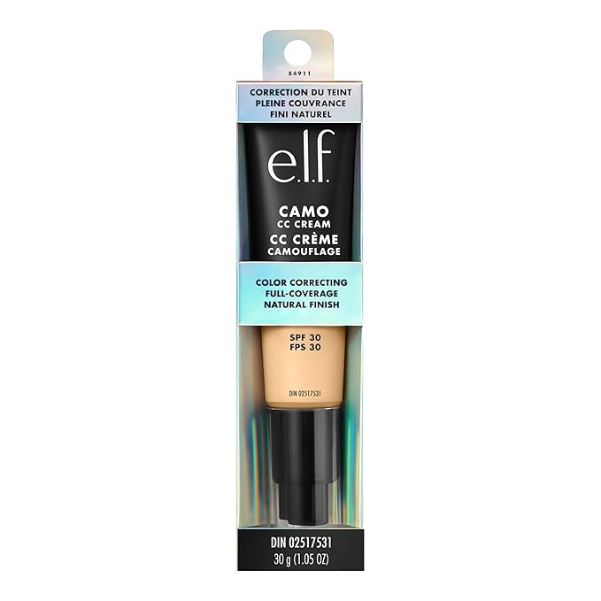e.l.f. Camo CC Cream, SPF 30 Color-Correcting Medium-To-Full Coverage Face Foundation, Delivers An Airbrushed Finish, Vegan & Cruelty-Free, Fair 140 W