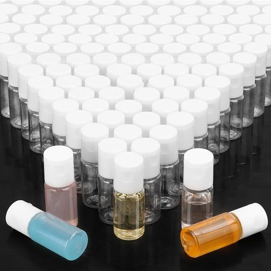 200 Pack 0.35 oz Plastic Bottles with Top Caps, Clear Empty 10 ml Flip Top Cosmetic Bottles for Lotion and Shampoo, Travel-Friendly, BPA-Free