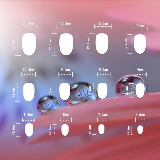 Peach Blossom Acrylic Full Cover Fake Nails Flower Press on Nails 24Pcs Tortoise Pattern Gel Glue on Fingernails Glossy Red French Short Almond False Nail Pearl Stick on Nail for Holiday Manicure Art