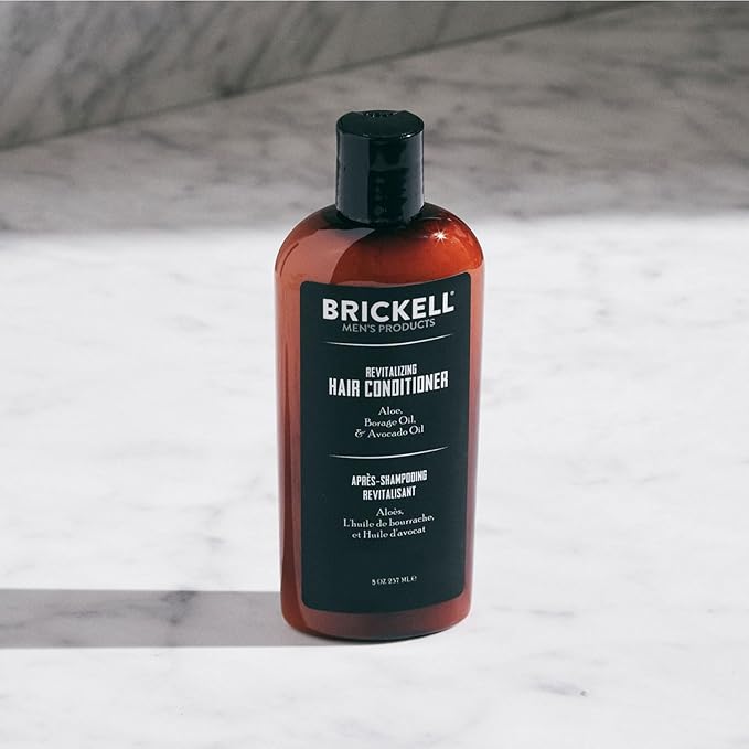 Brickell Men's Revitalizing Hair Conditioner for Men, Natural and Organic Nourishing Hair Conditioner, Restores Shine and Moisture, 8 Ounce, Scented, New Formula