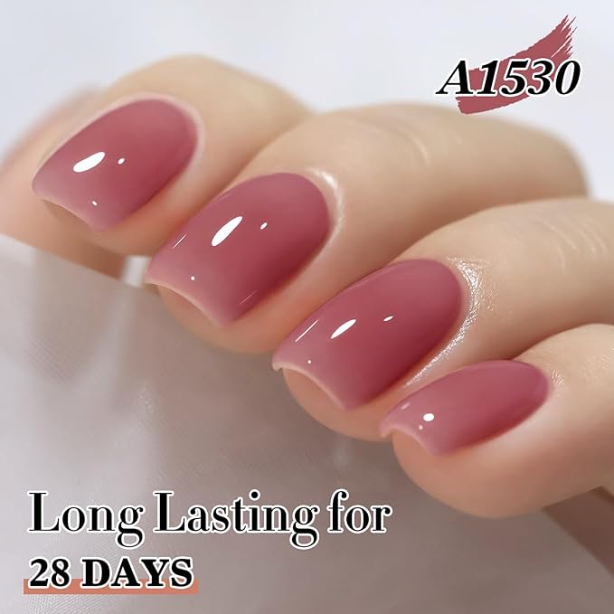 Double Rhythm 0.50 OZ Translucent Gel Polish Same Color Same Bottle Sheer Pastel Neutral Natural Milky 15 ML Jelly UV Nail Art DIY at Home (Light Plum-A1530)