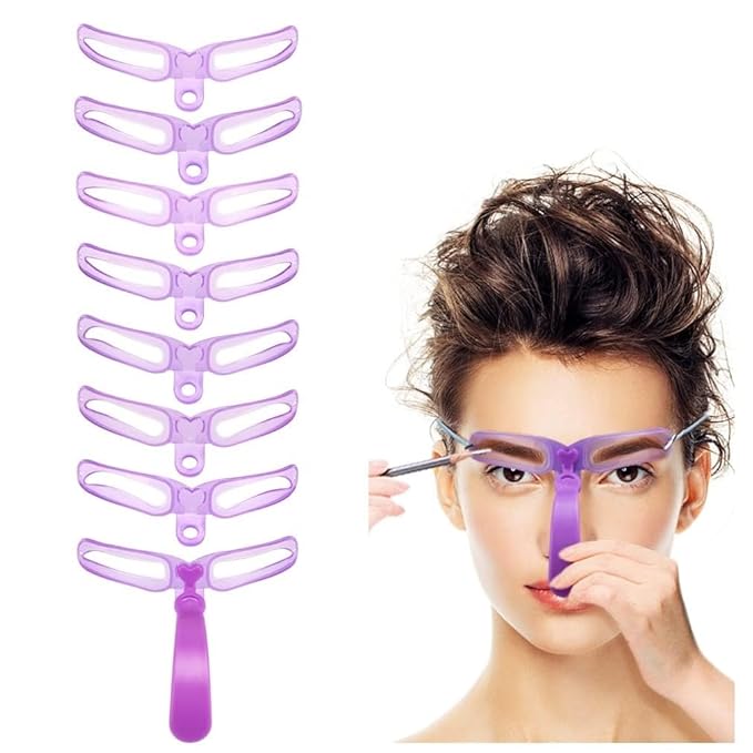 Eyebrow Shaping Kit, 8 Styles Reusable Eyebrow with Handle and Strap, Washable, Easy to Use at Home 09261737