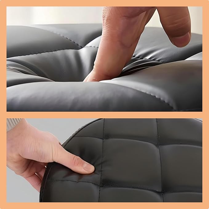 Urknall Round Rolling Stool on Wheels PU Leather - 400lb Capacity with Quiet Wheels, Ultra-Comfort Seat Stool with Wheels, 360° Swive Adjustable Height, for Salon Tattoo Work Home SPA Shop Use