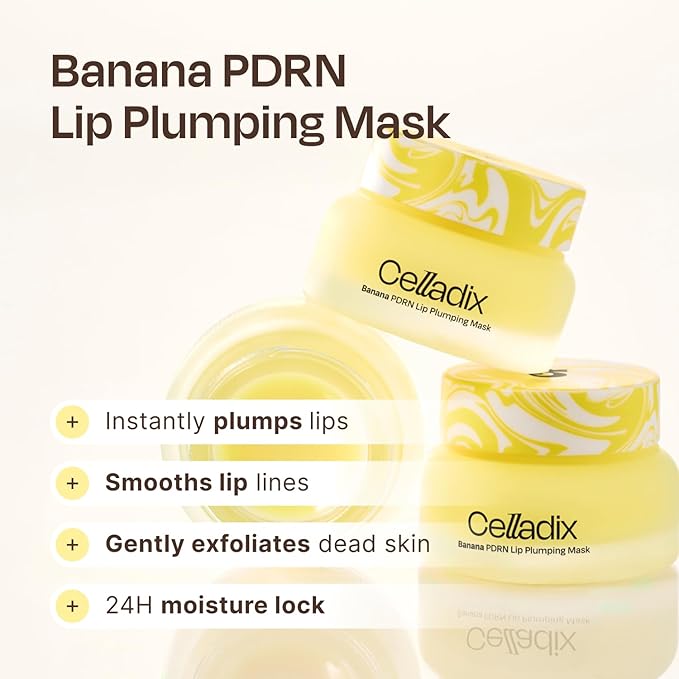 Celladix Overnight Lip Plumping Mask with Banana PDRN – Pudding-Like Melting Balm Texture, Vanilla Scent – Hydrating & Mild Plumping Treatment for Kissable Lips with Honey & Collagen, 0.5 Fl oz