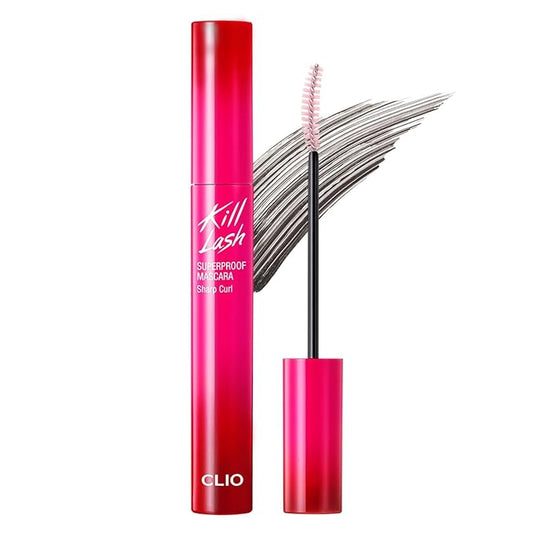 CLIO Kill Lash Superproof Mascara, Waterproof Mascara Black, Lifting Defined Natural Eyelash, Volumizing, Long-Lasting, Clump & Smudge-Free, for Sensitive Eyes, Korean Makeup Beauty (010 Sharp Curl)