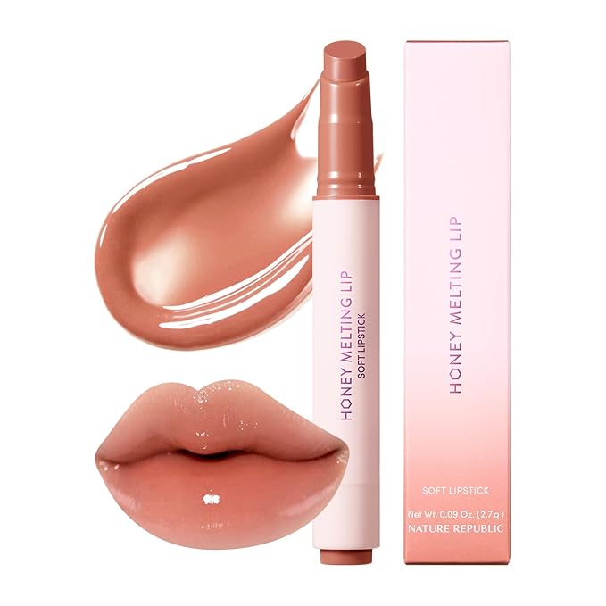 Nature Republic HONEY MELTING LIP (17 ROSE BEIGE) SOFT LIP STICK, Hydrating Gloss, Moisturizing balms, Sheer tint, Shine & Nude, Glowy Finish, korean make up, Stocking Stuffers