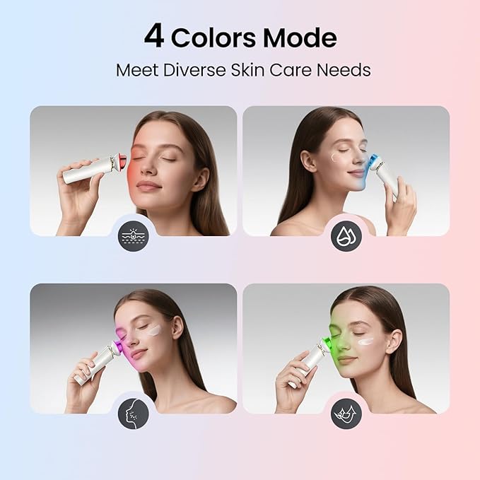 Radiant Renewal Skincare Wand，Models HD-44 face and Eye Massager，4-Color for Face with Heat & Cooling