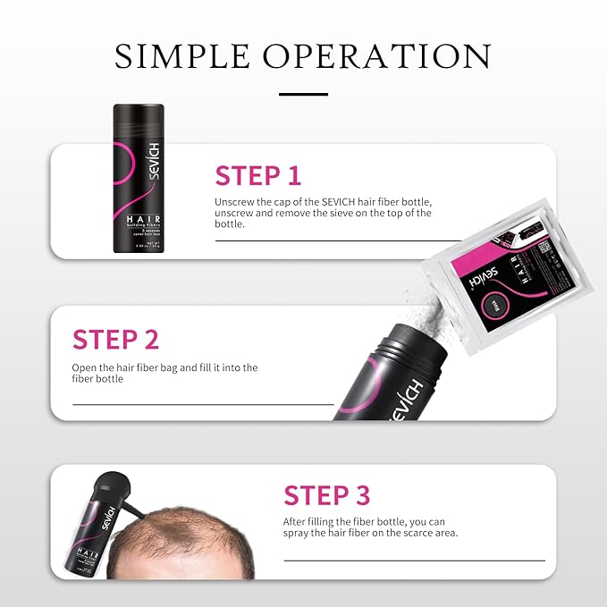 SEVICH Hair Fibers Refill 100g - Compatible with Most Brand Bottles | Hair Building Fibers for Thinning Hair | Instant Thickening Powder for Men & Women | 5-Second Natural Coverage,Medium Brown