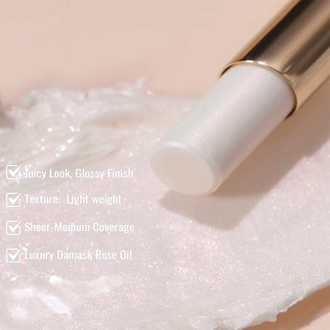 Oulac Moisturizing Shine Lipstick For Women Christmas Set 2PCS, 2 in 1 Tinted Lip Balm for Winter, Hydrated Juicy and Glossy Lip Color for Dry, Cracked and Chapped Lips, Vegan [S03+S05]