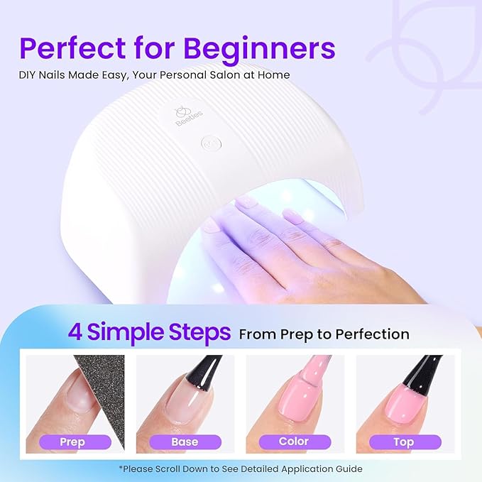 Beetles Gel Nail Polish Kit with UV Light - 31Pcs Nail Polish Set Popular Color Gel with Base and Matte&Glossy Top Coat Soak Off All Season DIY Manicure Kit Art Gifts for Women Teen Girls