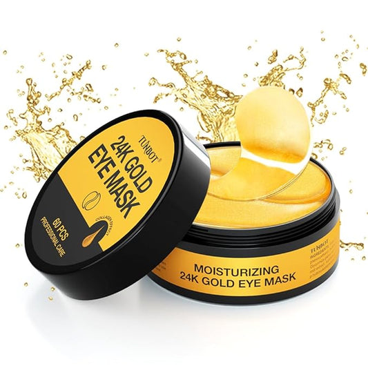 Under Eye Patches-24k Gold Eye Mask Pads - 60 Pieces, Collagen Hyaluronic Acid Eye Mask, Anti-Aging, Reduce Dark Circles, Puffiness and Wrinkles, For Men and Women