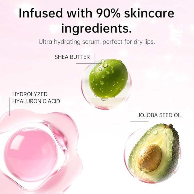 Catkin Lip Plumper Gloss, Tinted Lip Serum with Hyaluronic Acid & Jojoba Oil, Non-sticky Volumizing Hydrating Formula for a High Shine Maximum 3D Look, Plump & Soft Lips 0.12 Fl Oz - C02 Rose Diamond