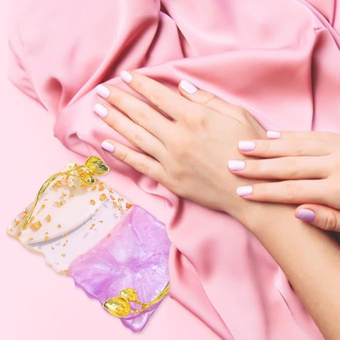 Resin Nail Art Palette, Nail Art Painting Palettes with Nail Palette Stirring Rod Gold Edge Nail Holder Nail Art Display Board Fashion Delicate Nail Tool Accessories, Type 6