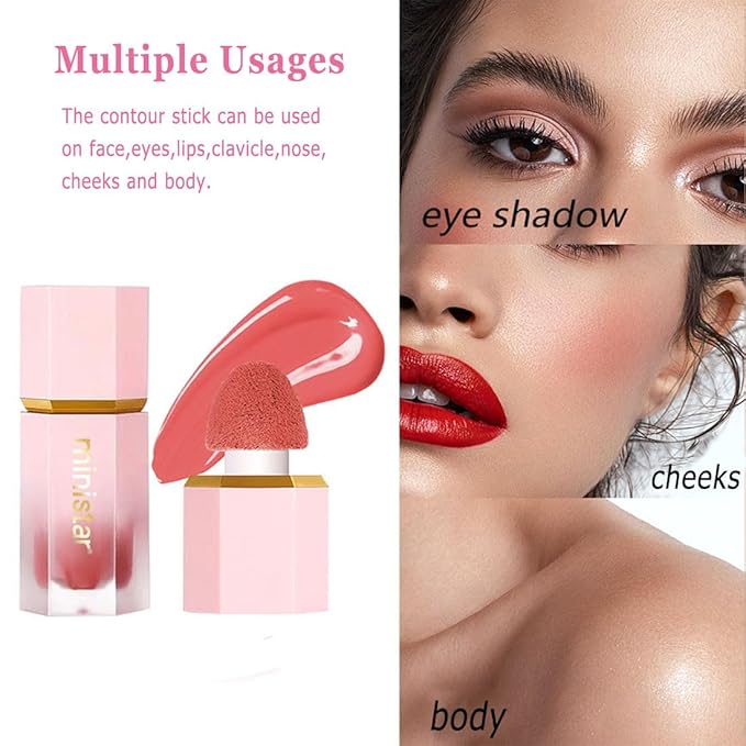 Liquid Blush Makeup, Cream Blush for Cheeks, Waterproof Long Lasting Blush Face Makeup Multi-Use Blush Beauty Wand for Cheeks & Lip Tint Natural Cream Blusher Makeup for All Skin Tones(#04 Soft Pink)
