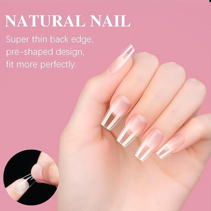 Medium Coffin Nail Tips, SSWSBYKE 300pcs Soft Gel Nail Tips for Full Cover Pre-Shaped Acrylic Fake Nails Tips 15 Sizes Half Matte Press On Nails for Extension Home DIY Salon
