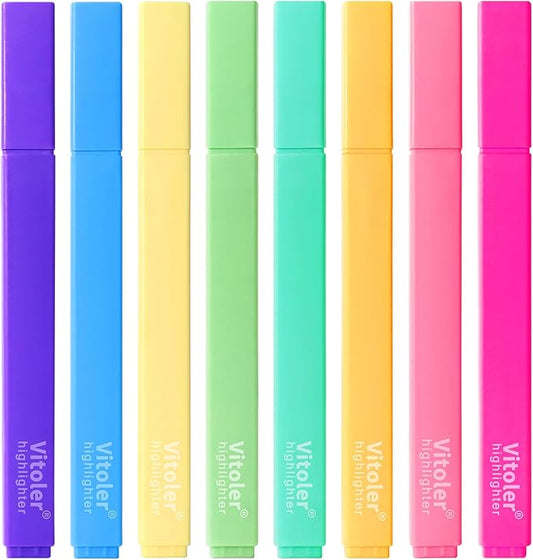 Aesthetic Highlighters, 8 Pack Marker Pens, Assorted Color Highlighters,Cute Pastel Highlighte, No Bleed Highlighte for Bible Journaling Planner Notes School Supplies
