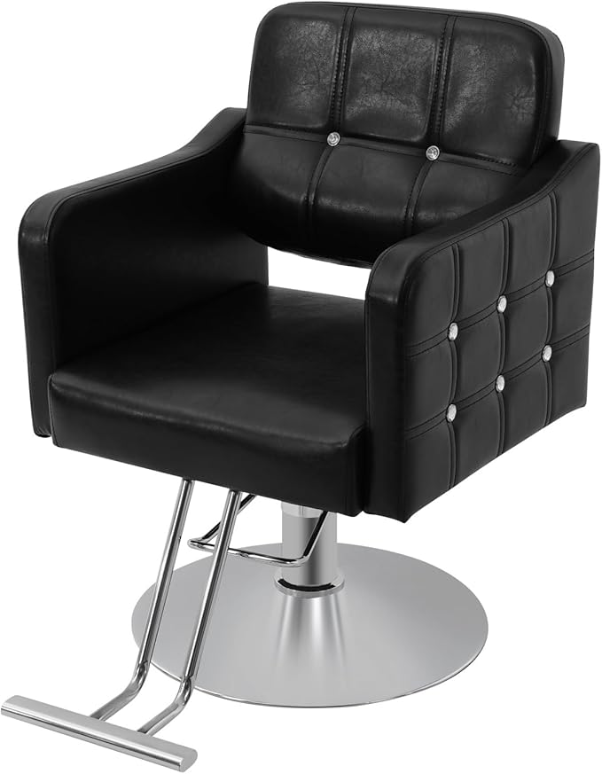 Barber Chair Hair Salon Chair for Hair Stylist 360° Swivel Hydraulic Hair Chair with Black Leather Heavy-Duty Salon Chairs for Barbershop,Home,Spa Max Load 440 Lbs
