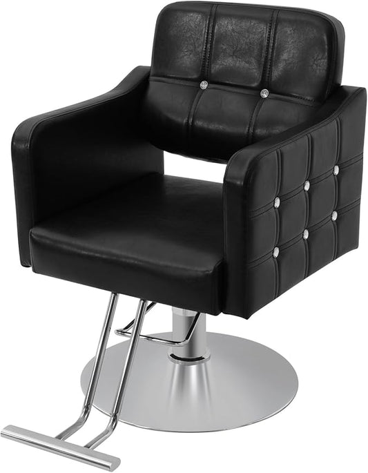Barber Chair Hair Salon Chair for Hair Stylist 360° Swivel Hydraulic Hair Chair with Black Leather Heavy-Duty Salon Chairs for Barbershop,Home,Spa Max Load 440 Lbs