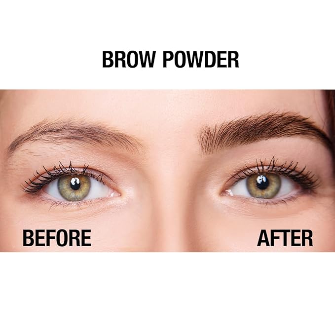 Palladio Brow Powder for Eyebrows, Soft and Natural Eyebrow Powder with Jojoba Oil & Shea Butter, Helps Enhance & Define Brows, Compact Size for Purse or Travel, Includes Applicator Brush, Dark Brown