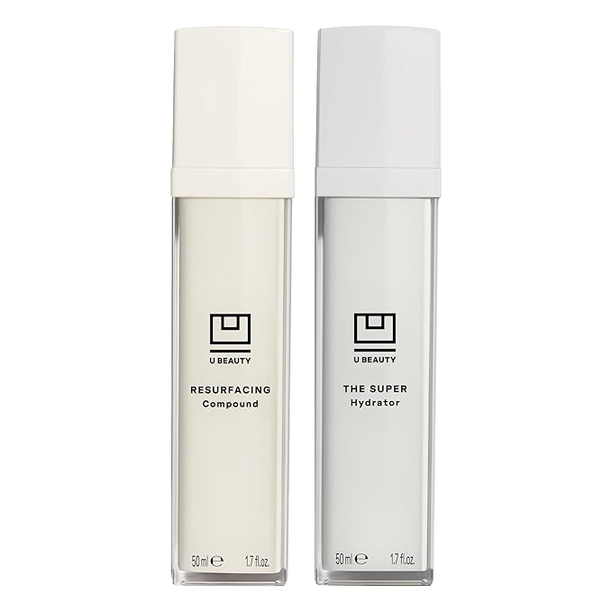 The U Beauty Duo - Resurfacing Compound & SUPER Hydrator Set - Vitamin C & E, Retinol, Hyaluronic Acid - Moisturizing Face Serum Duo for Smooth, Hydrated and Softer Skin, Set of 2 1.7 fl oz