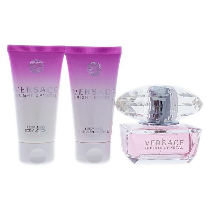 Versace Versace Bright Crystal Women Giftset (Eau De Toilette Spray, Perfumed Bath and Shower Gel, Shimmering Body Gel)