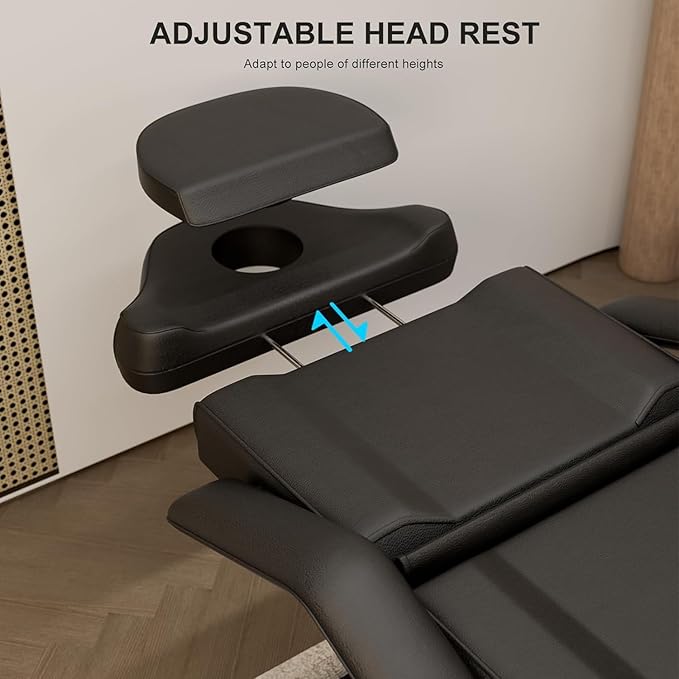 Icoget Electric Spa Tattoo Chair – Esthetician Bed for Lash Extensions, Facial, Waxing, Microblading, White Adjustable Massage Table with Remote Control, Black