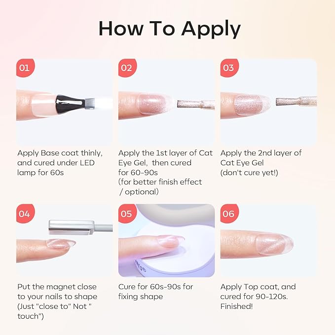 Modelones Cat Eye Gel Nail Polish Set, Holographic Glitter 6 Colors with Magnet, Sparkle Galaxy Series Nude Pink Gel Polish, Soak Off Led Gel Polish Kit, Nail Art, Salon DIY Gifts