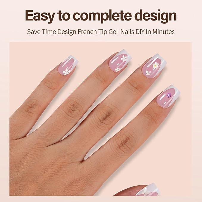 Vansiho Deep French Gel Nail Tips, 150Pcs Short Square French Tips Press on Nails, Pink Soft Gel Nails, Fake Nails for Nail Art DIY 15 Sizes