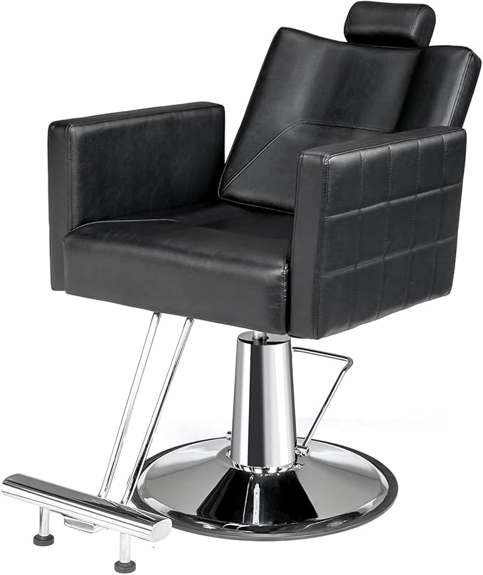 OmySalon Salon Chair for Hair Stylist, Reclining Barber Chair Hairdressing Styling Chair with Adjustable headrest, Beauty Shampoo Barbershop Furniture