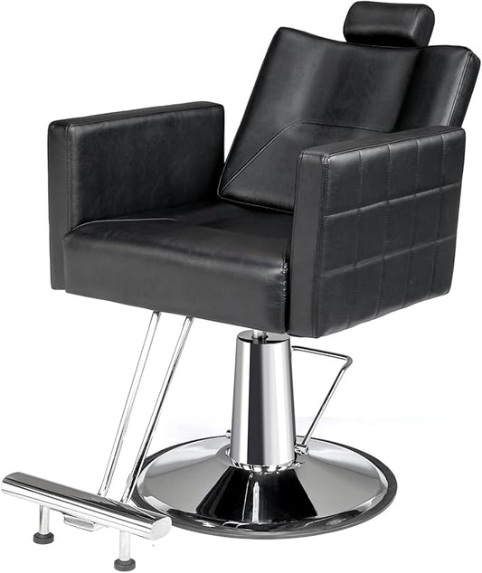 OmySalon Salon Chair for Hair Stylist, Reclining Barber Chair Hairdressing Styling Chair with Adjustable headrest, Beauty Shampoo Barbershop Furniture