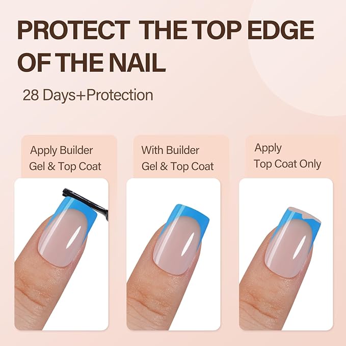 150Pcs French Gel Nail Tips, Vansiho Short Square Nail Tips, Blue Pre-French Tips Press on Nails, Soak Off Soft Gel Acrylic Fake Nails for Nail Art DIY 15 Sizes