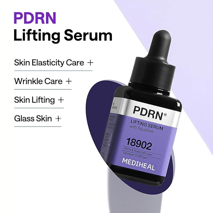 Mediheal PDRN Lifting Serum with Squalane 1.35 fl.oz - Korean Face Serum for Natural Glass Glow Skin, Pore Care & Skin Firming, Deep Moisturization