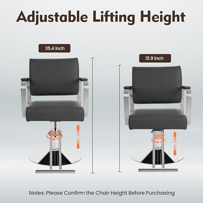 Barber Chair Salon Chair for Hair Stylist Hair Chair for Barbershop Home Height Adjustable & 360° Swivel Styling Salon Chairs Spa Beauty Salon Equipment, Max Load Weight 440Lbs