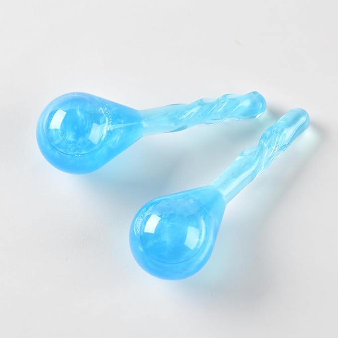 Lazzybeauty Facial Ice Globes, Cryo Cooling Balls with Anti-Slip Handle for Face, Eyes & Neck, Relaxing Beauty Massage Tool for Soothing and Refreshing Skincare Routine, Quicksand Blue