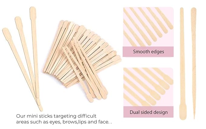 Mibly 1000 Pcs Wooden Wax Sticks - Eyebrow, Lip, Nose Small Waxing Applicator Sticks for Hair Removal and Smooth Skin - Spa and Home Usage