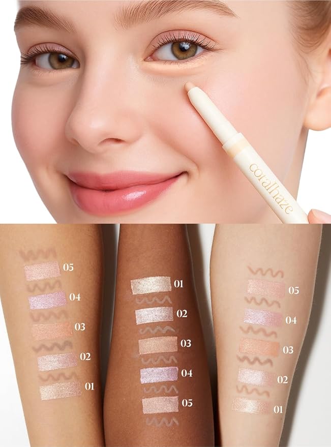 Idol AEGYO-SAL Maker 03 Tangerine Coral, 2-in-1 Under-Eye Highlighter and Contour Liner for Bright, Voluminous Eyes, Long-Lasting, Smudge-Proof Shimmer Stick with Natural Glow, Korean Beauty