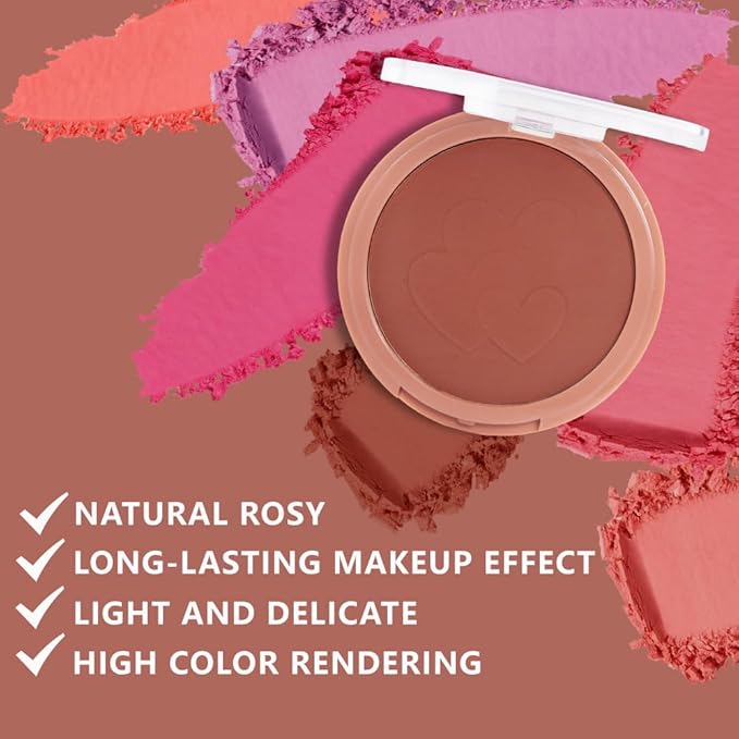 Single Matte Cheeks Face Cream powder Blush Makeup Palette, Bronze Brown Singles Blushes for Older Women, Monochrome Highly Pigmented Daily Evening Girls Blush Gift, Rubor en Polvo, 06