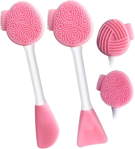 2pcs Silicone Face Scrubber Face Mask Brush Exfoliating Lip Cleansing Facial Cleansing/Wash Brush Exfoliator Blackhead Skin Care Tool Makeup Removes Dead & Dry Skin for Women Men