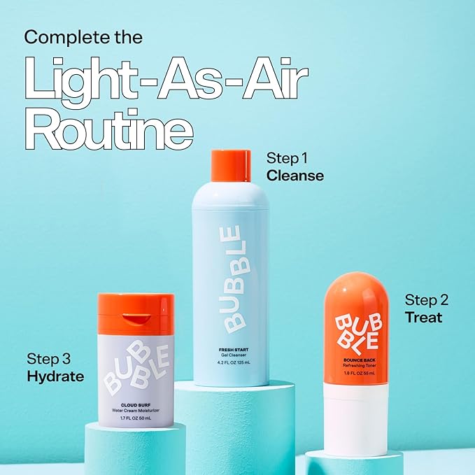 Bubble Skincare Cloud Surf Water Cream Travel Size Face Moisturizer - Hydrating & Mattifying Moisturizer to Help Rebalance Oils & Minimize Pores with Celery Seed Extract (30ml)