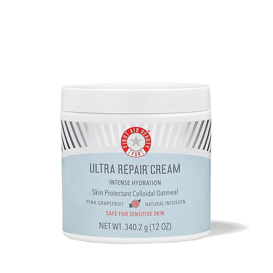 First Aid Beauty - Ultra Repair Cream, Intense Hydration Whipped Colloidal Oatmeal, Strengthens Skin Barrier in 7 Days & Helps Relieve Eczema, Luxury Face & Body Moisturizer, Grapefruit Scent, 12 oz
