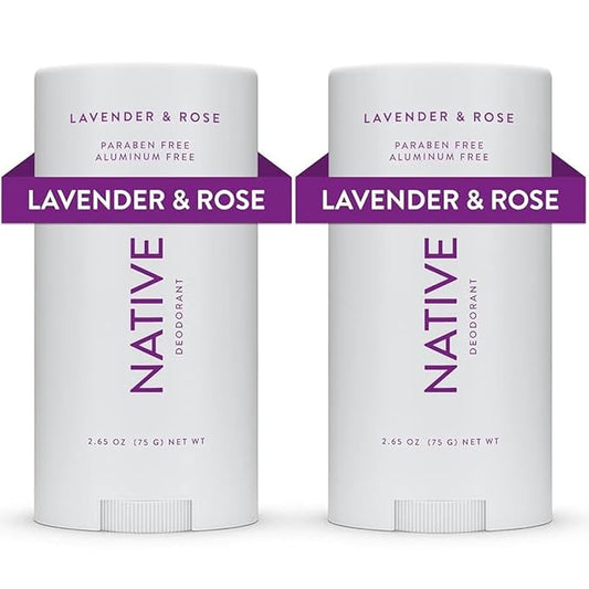 Native Deodorant Contains Naturally Derived Ingredients, 72 Hour Odor Control | Deodorant for Women and Men, Aluminum Free with Baking Soda, Coconut Oil and Shea Butter | Lavender & Rose, 2-Pack