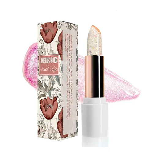 Ph Mood Magic Color Changing Lipstick, Crystal Flower Jelly Lipstick, Pearl Shimmer Lipstick Plumping Glimmer Glow Lipstick Long Lasting Nourishing Moisture Lip Care Color Change Lip Gloss(2#)